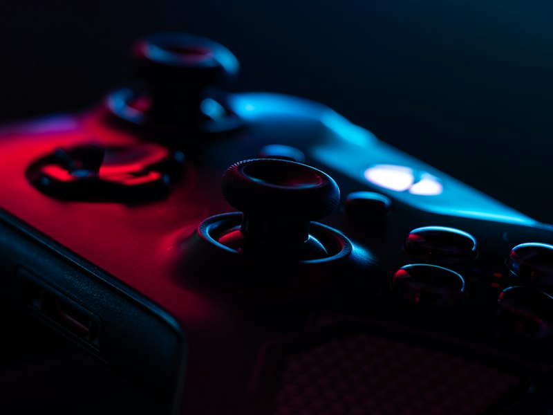 Close-up of a controller during a review session
